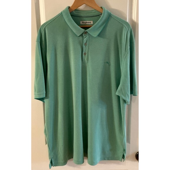 Tommy Bahama XXL Green Textured‎ Polo Shirt • Marlin Logo • Short Sleeve - Picture 2 of 8